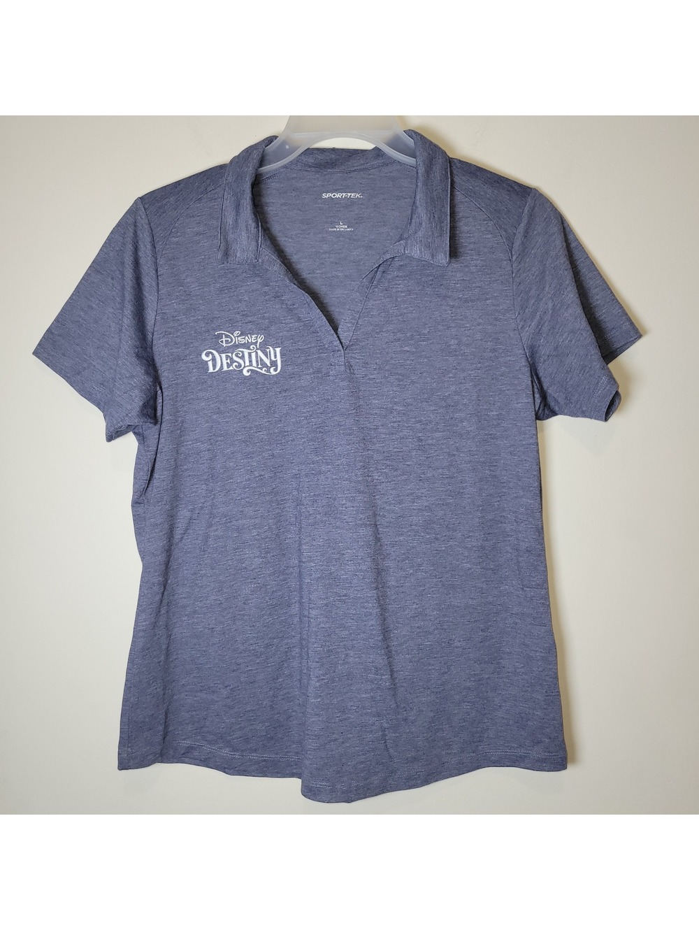 Disney Cruise Line Destiny Cast Member Women's Blue Heather Polo Shirt L
